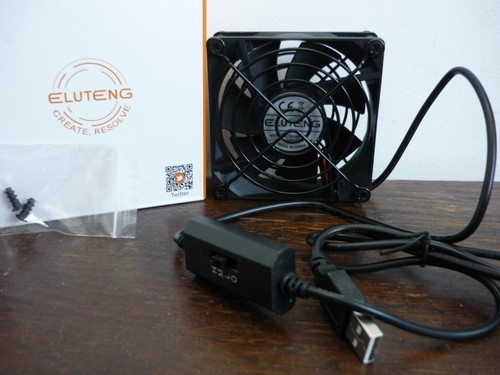 New In Box Eluteng USB Case/Desk Cooling Fan 80mm With Controller Black - 第 4/4 張圖片