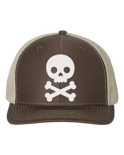 SKULL AND CROSSBONES Cap, POISON, DANGER, Snapback, Trucker Hat, White Text - Picture 13 of 20