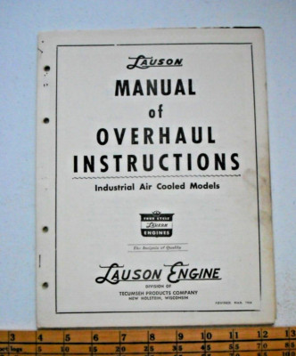 Vintage 1956 Tecumseh - Industrial Air-Cooled Models -Manual Of Overhaul Inst.