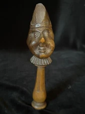 THE TWO FACED NUTCRACKER Antique Wooden Screw type Hand Carved Late 19th Century