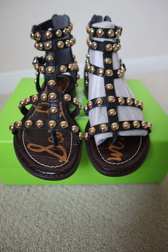 NIB  SAM EDELMAN   Estella Studded Gladiator Sandal BLACK  SIZE  6 M - Image 2 of 4
