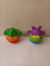 2003Hasbro Weeble Wobbles Lot of 2 Green Elephant Purple Rabbit Toys Playskool