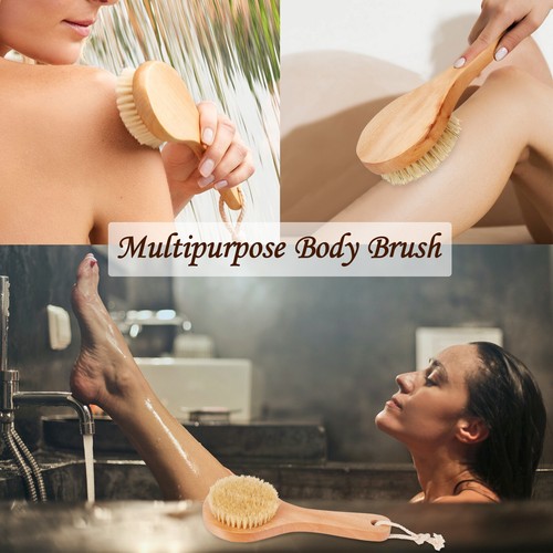 Dry Brushing Body Brush Wood Shower Bath Back Brush Skin Massage Scrubber Spa - Picture 7 of 7