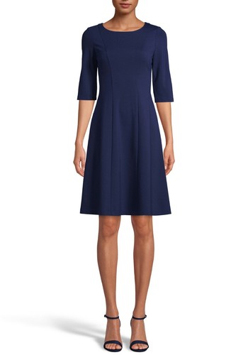 ANNE KLEIN Women Fit \u0026 Flare Dress Navy 