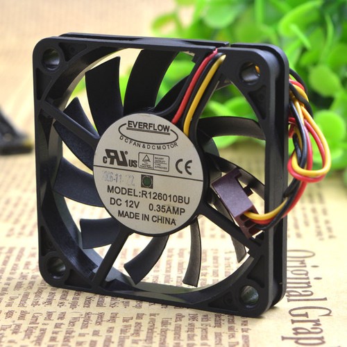 1 PZ EVERFLOW VENTILATORE R126010BU 6010 6CM DC 12V 0,35A 3 pin - Foto 1 di 5