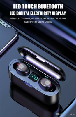 F9 TWS kabelloser Kopfhörer Bluetooth V5.0 Ohrhörer mit 2000mAh Powerbank