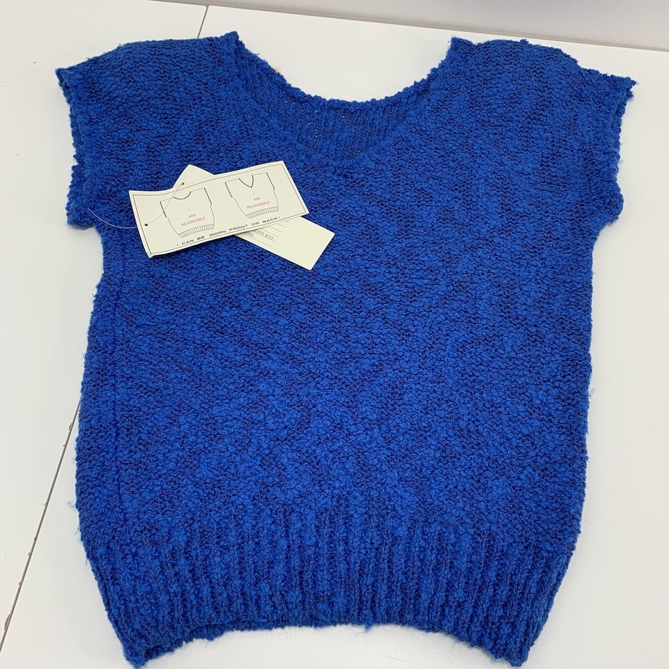 2 vintage 80s Blue knit sweater vests V Neck Or Crew Neck Preppy M L eBay
