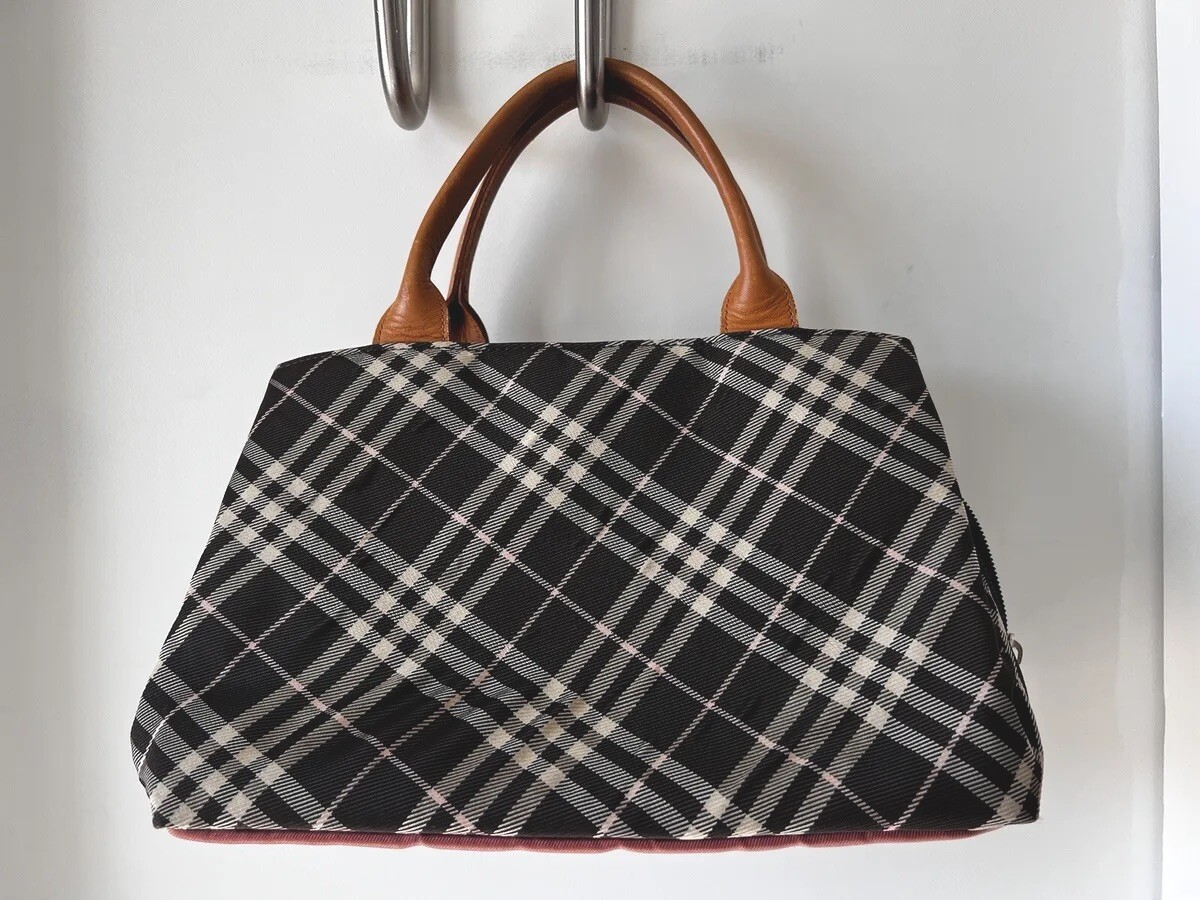 Authentic Burberry Gray Mauve Nova Check Nylon & … - image 1