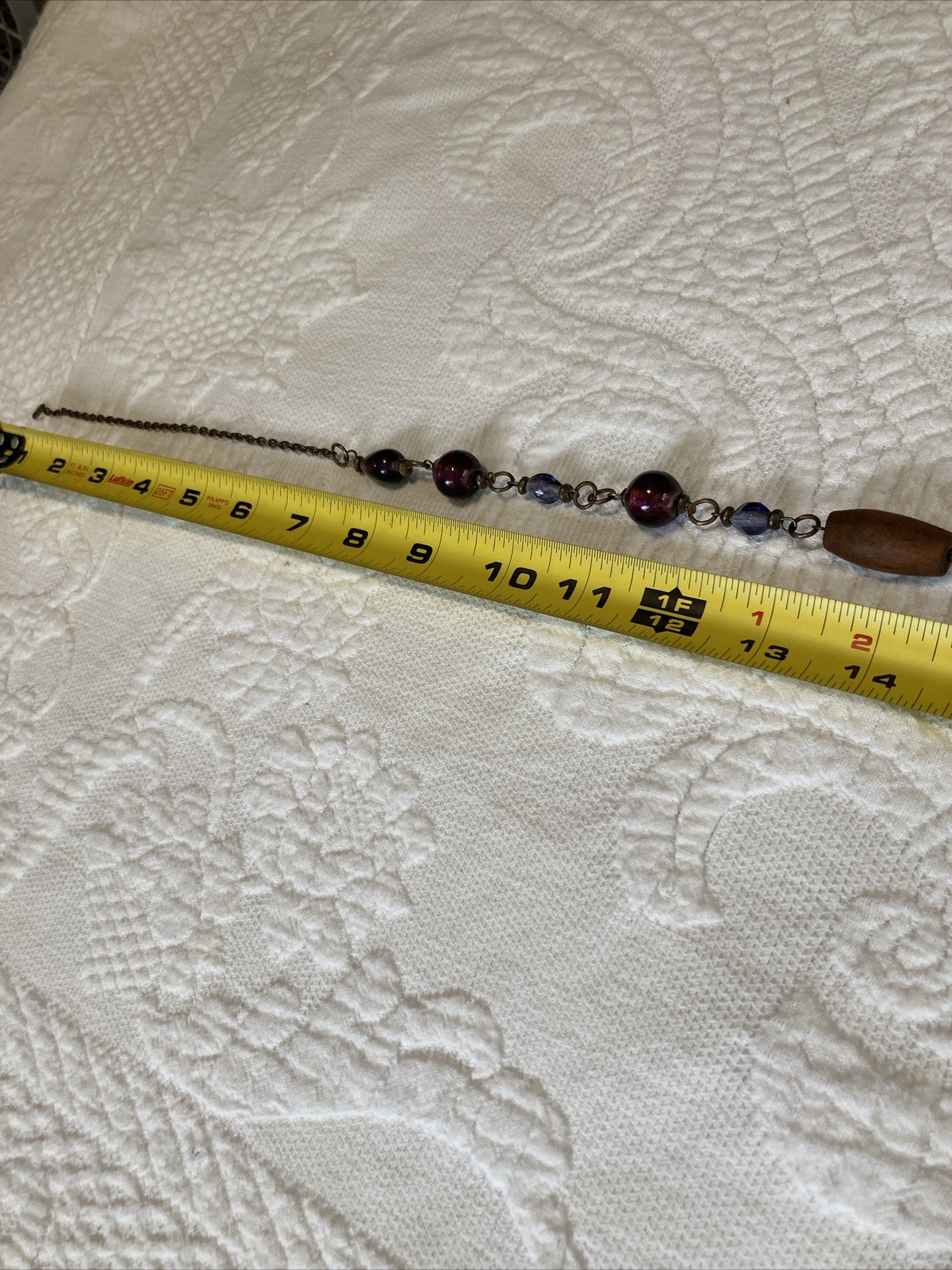 Rustic beaded necklace offset multicolor purple n… - image 13