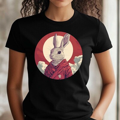 Women's Rabbit Anime Style Print Cotton T-Shirt Size S to 3XL