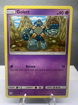 Golett 89/236 Non Holo Cosmic Eclipse Sun & Moon Pokemon Card NM