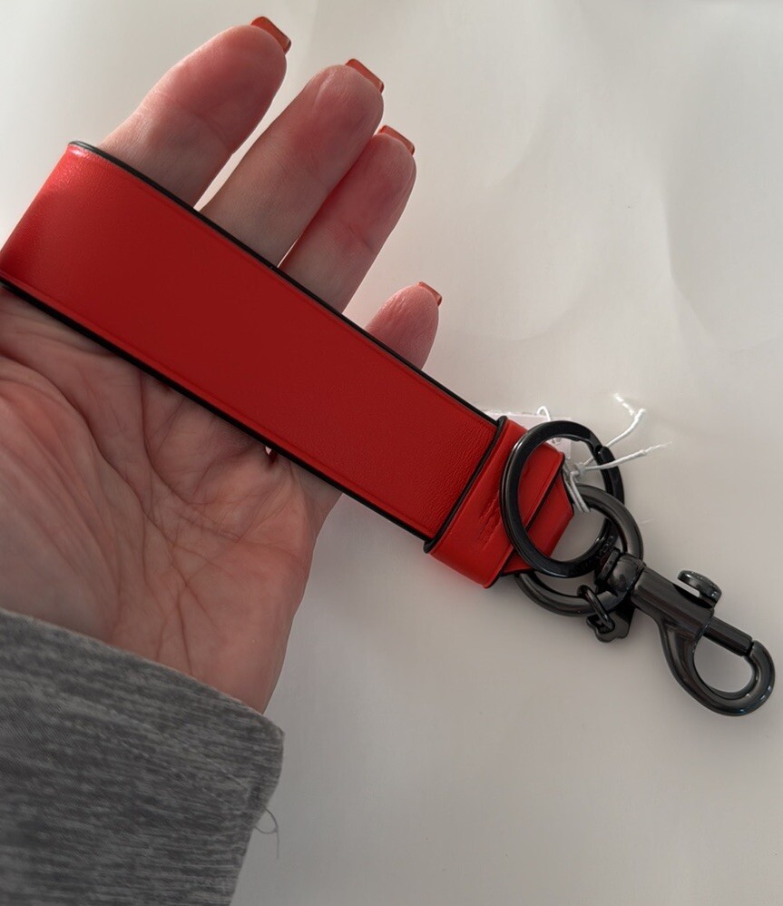 COACH Large Loop Key Fob Red Orange / Gunmetal NWT $80 SOLD OUT image 3