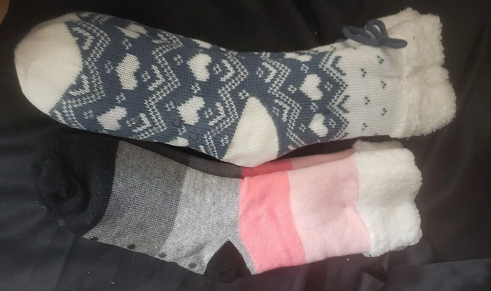 Calcetines térmicos Sherpa forrados para mujer 2 pares acogedores cálidos antideslizantes talla 5-9 Foto 2 de 4