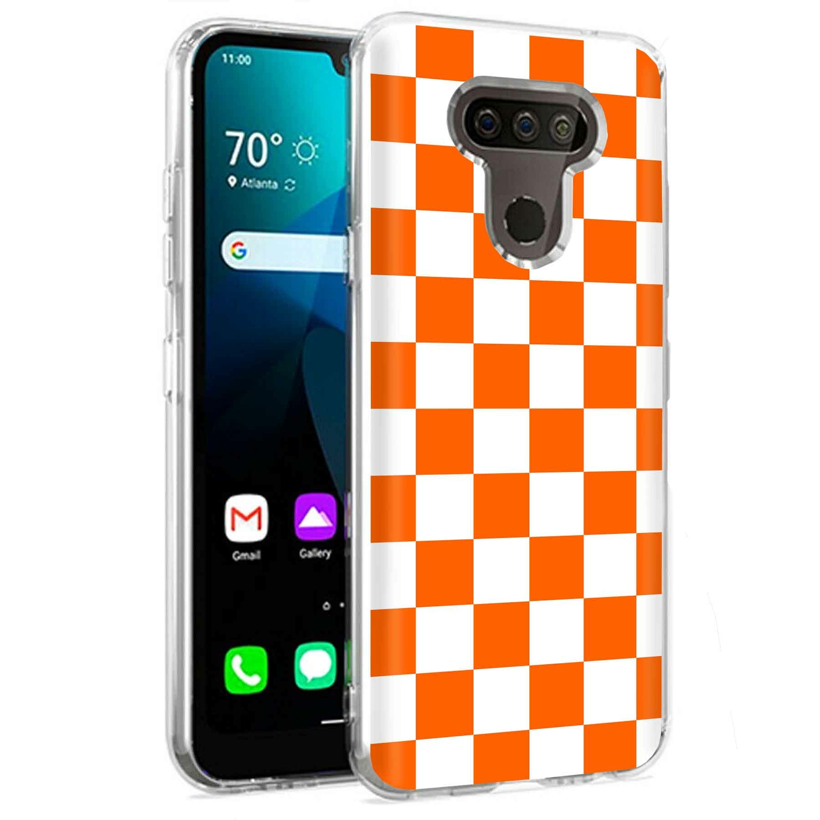 Phone Case for LG Harmony 4,Premier Pro Plus,K41, Orange Checkered Print