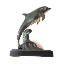 Bronze Dolphin Statue Figurine San Pacific International 7.5 inch