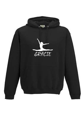 AWDIS Girls Personalised Gymnastics Air Jump Pose Kids Hoodie Dance Custom