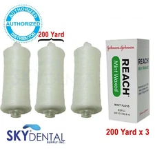 3pk Johnson & Johnson Reach Mint Floss Waxed refill spool 200 yards 2733 Flosser