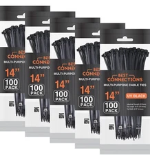 500 Pieces 14" Black Nylon Cable Straps Zip Ties Wire 50 Lbs Tensile Strength