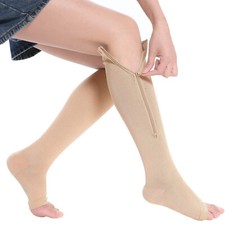 Compression Zip Up Socks Open-Toe Zipper Leg Support Unisex Socks Knee Stocking