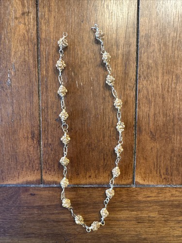 Vintage Necklace 1940’s gold tone Wire Basket Link 21 Inches Long