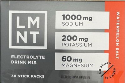 LMNT Zero Sugar Electrolytes Watermelon Salt Drink Mix 30 Sticks EXP 2027 NEW