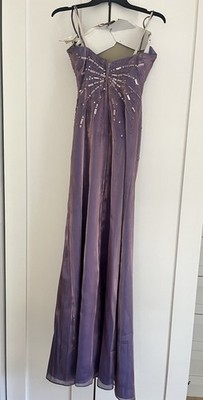 Purple Satin Maxi Dress Size 2 Teens Beaded Sequin Sweetheart Neckline |  eBay