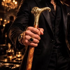 Lion Head Brass Handle Walking Cane Handmade ...