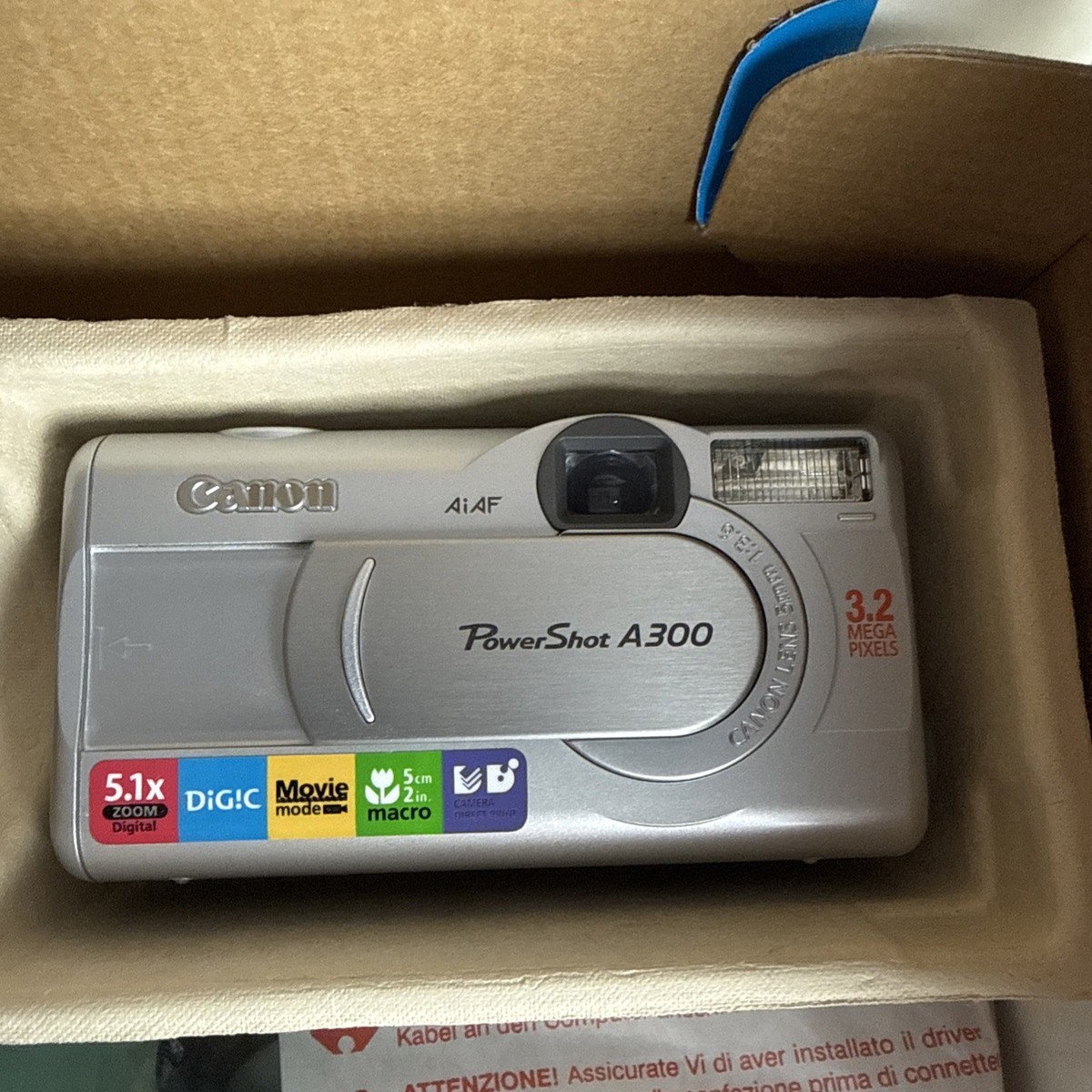 Canon PowerShot A300 3.2MP Digital Camera 5.1x Digital Zoom Silver