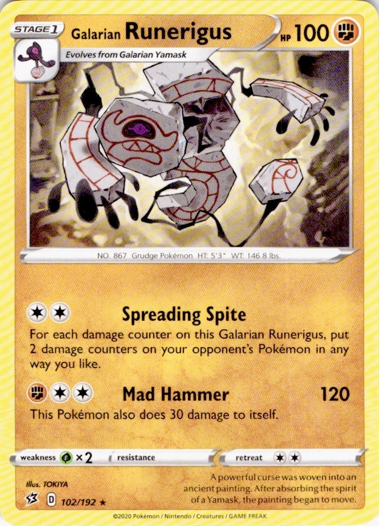 Galarian Runerigus 102/192 Rare Rebel Clash Pokemon Lightly Played