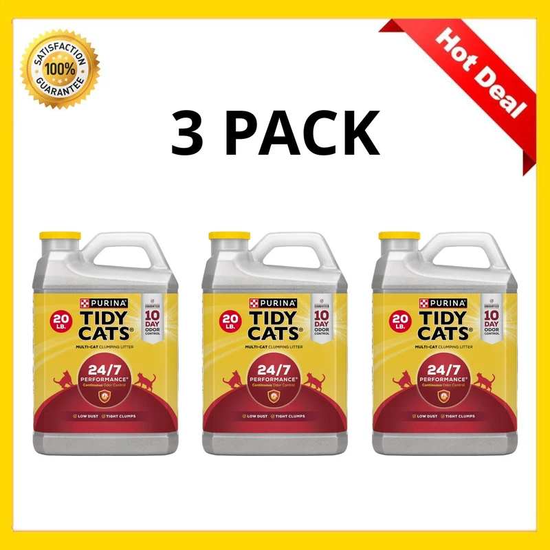 Purina Tidy Cats 24/7 performance clumping cat litter 20 lb jug, 3 pack