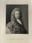 Org 18th Century Antique Engraving SAMUEL PEPYS  J.W. Steel after Sir G.Kneller