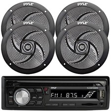 4 x 5.25" Speakers, Pyle PLCDBT95 Bluetooth Marine Stereo Radio Receiver System