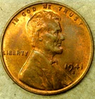 1941 S American Cent Uncirculated Red San Francisco Mint Lincoln Wheat Penny