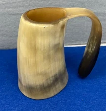 UNIQUE Horn Mug 4in Tall Handmade Uruguay Drinking Cup Viking Style Rustic