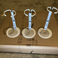 Set of 3 White Adjustable Metal Doll Stands Vertical Display Holders