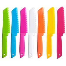7 PCS Plastic Kid Kitchen Knife Set, Reusable Nylon Chef Knives, Safe Cooking