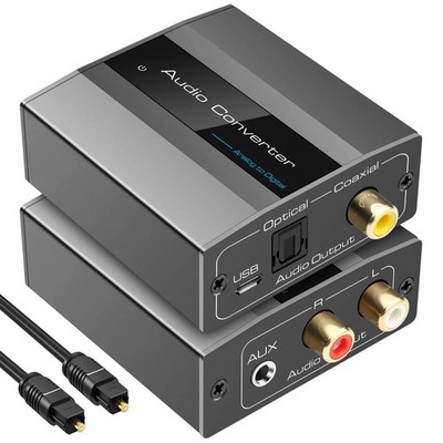 Analog zu Digital Audio Wandler Cinch zu Optisch mit Kabel Cinch L R oder 3,5mm
