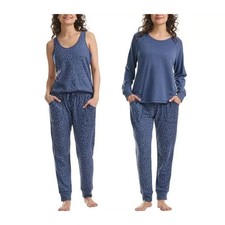  NWT Live Love Lounge Karen Neuburger Ladies 3 Piece Lounge Set Blue Dot,XXL 