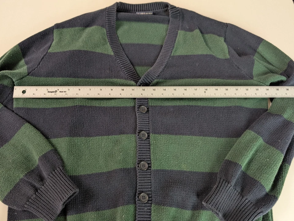 Brandy Melville Green Navy Striped Knit Cardigan Button Up Sweater One Size (Fit - Image 2 of 4