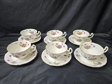 ADDERLEY  Violets Cups & Saucers Set of 6