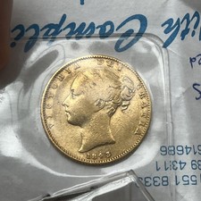 1843 Full Gold Sovereign. In Protective Plastic. Fine Condition. London Mint