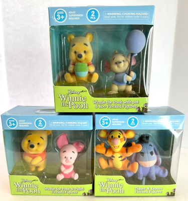 Disney Winnie the Pooh Flocked Figure Complete Set Pooh Tigger