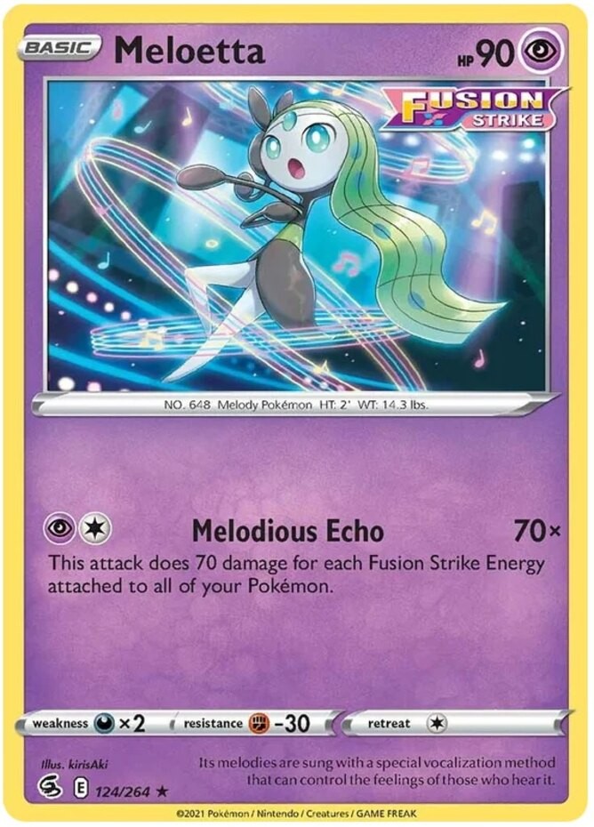 Meloetta - 124/264 - Rare (Near Mint) Fusion Strike - Psychic Pokémon