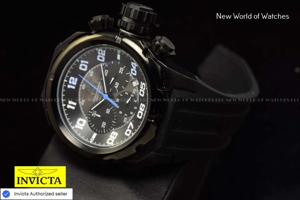 Reloj Invicta Russian Diver 52 mm Cronógrafo Banda Silicona NEGRO SS para Hombre Foto 3 de 4