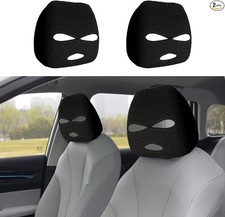 2PCS Car Headrest Cover, Personalized Funny Front Seat Headrest Protector, Black