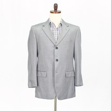Jones New York 40R Gray Sport Coat Blazer Jacket Solid 3-Button Wool Blend