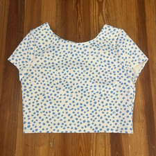 Lilly Pulitzer White/Blue Polka Dot Knit Crop...