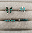 Lot of 4 Vintage Sterling Silver Native American Zuni Turquoise Rings