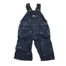 Oshkosh Football Jean Overalls 6M Months Boys Embroidered Denim Bibs Vestback