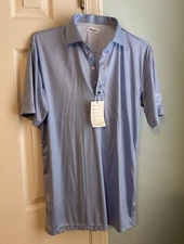 Collars & Co. Men's Original Dress Collar Polo Shirt LB3 Sky Blue Large NWT